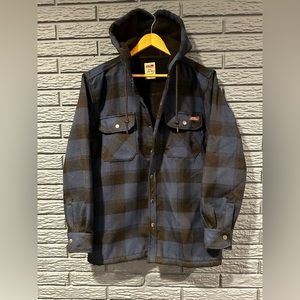 DICKIES | Hooded Jacket | Navy & Black Plaid | Mens Small 34-36